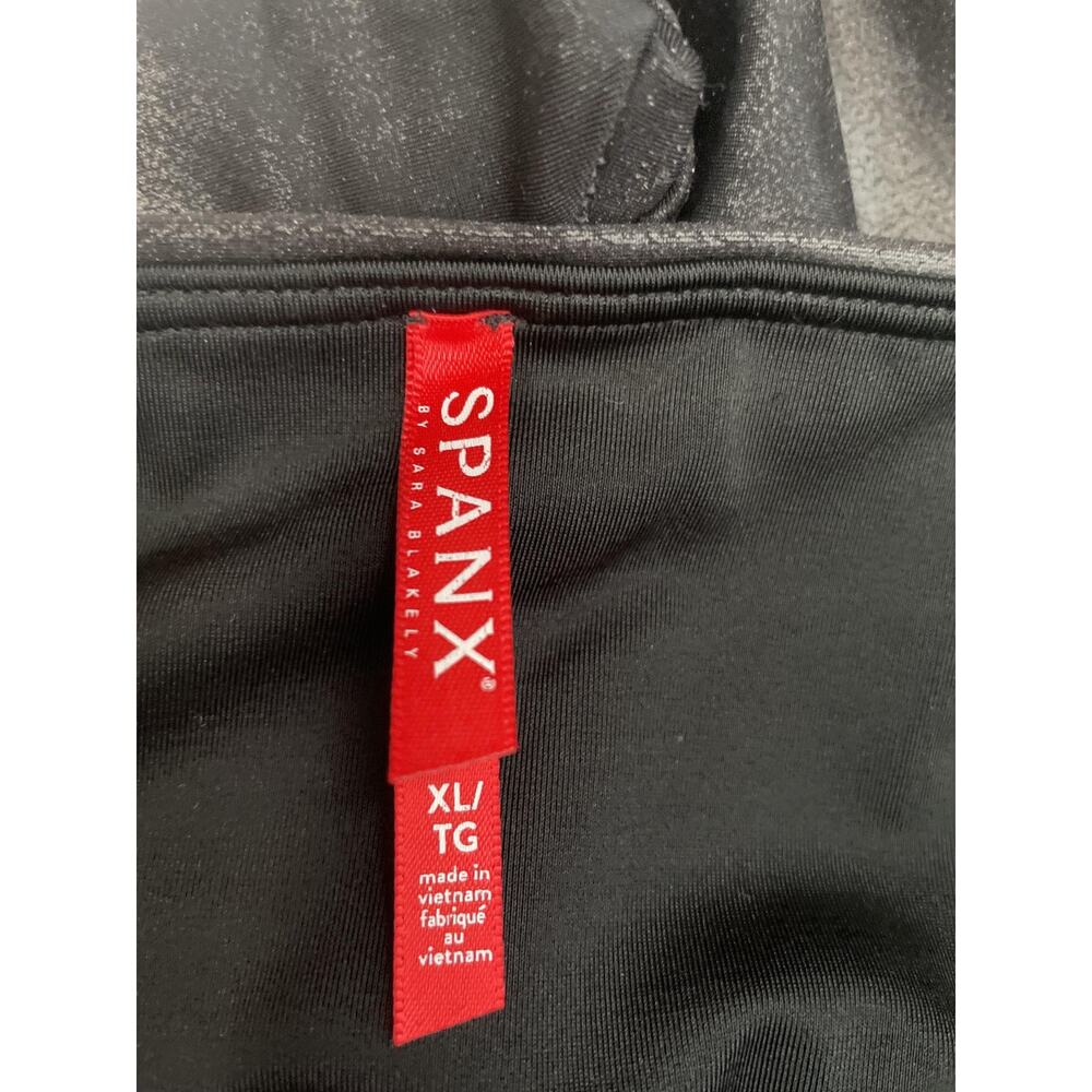 Spanx Faux Leather Leggings Womens XL Black High Rise Shaping Compression Ankle - Picture 3 of 13